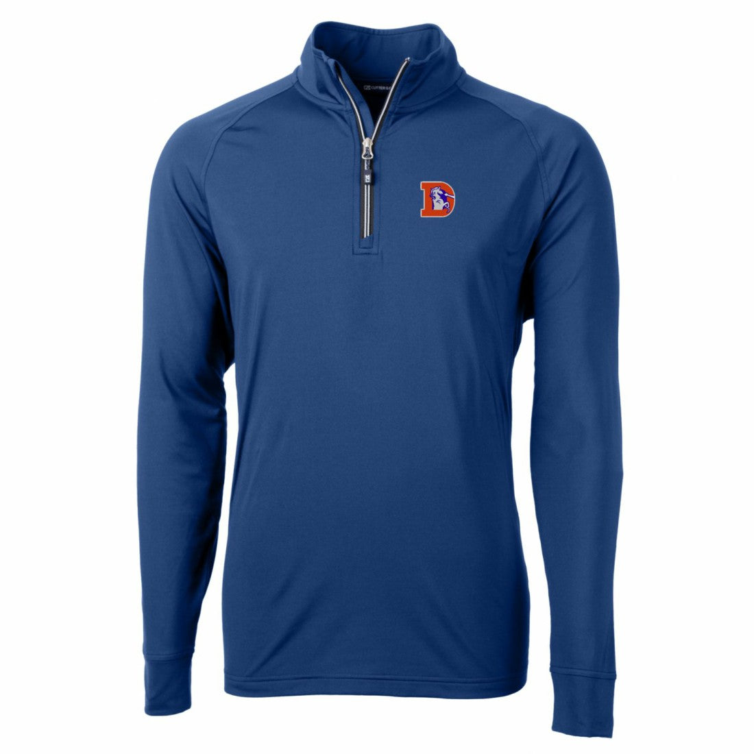 Denver Broncos Cutter & Buck Adapt Eco Knit Stretch Recycled Big & Tall Quarter-Zip Throwback Pullover Top Royal - NFL