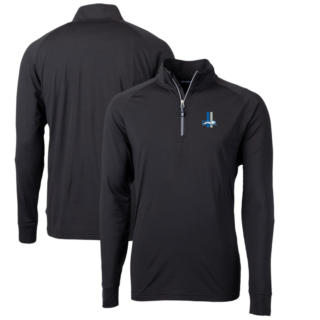 Detroit Lions Cutter & Buck Adapt Eco Knit Stretch Recycled Big & Tall Quarter-Zip Throwback Pullover Top Black - NFL