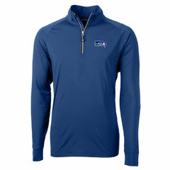 Seattle Seahawks Cutter & Buck Adapt Eco Knit Stretch Recycled Big & Tall Quarter-Zip Throwback Pullover Top Royal - NFL