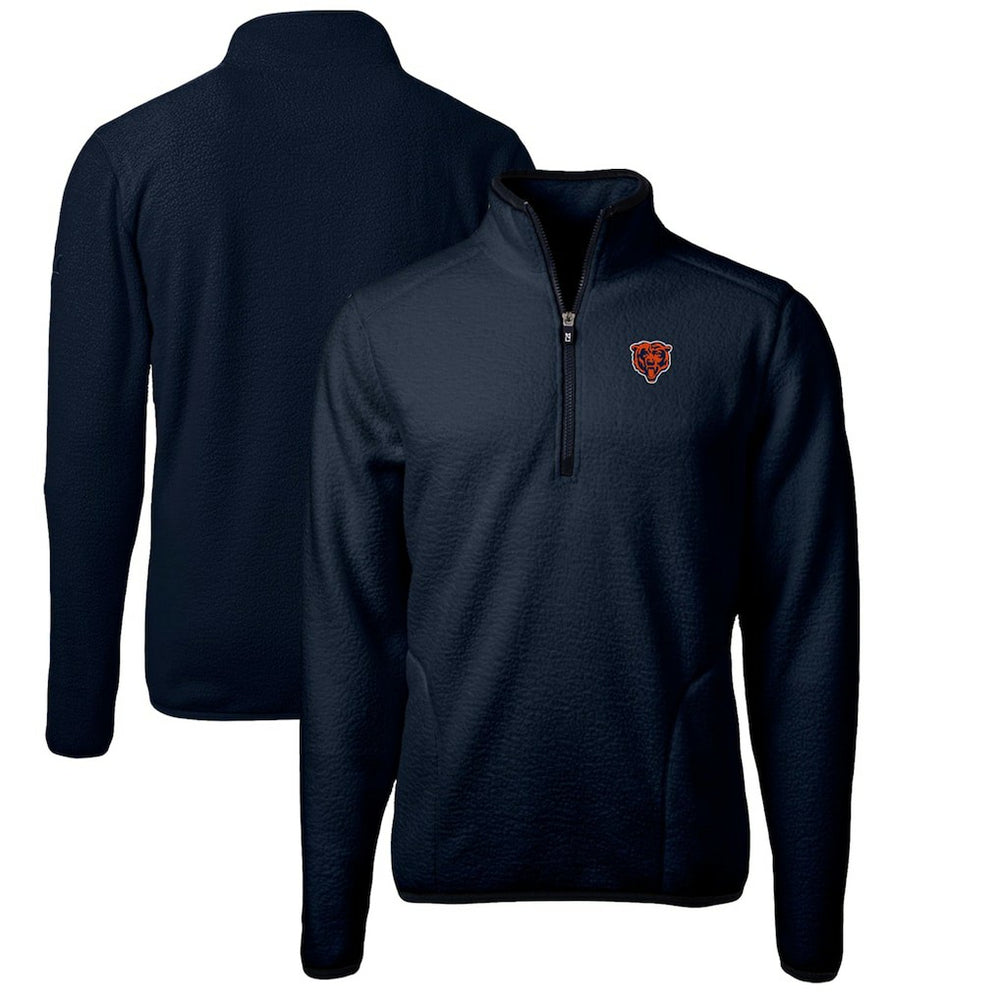 Chicago Bears Cutter & Buck Cascade Eco Sherpa Fleece Big & Tall Quarter-Zip Throwback Jacket Navy - NFL