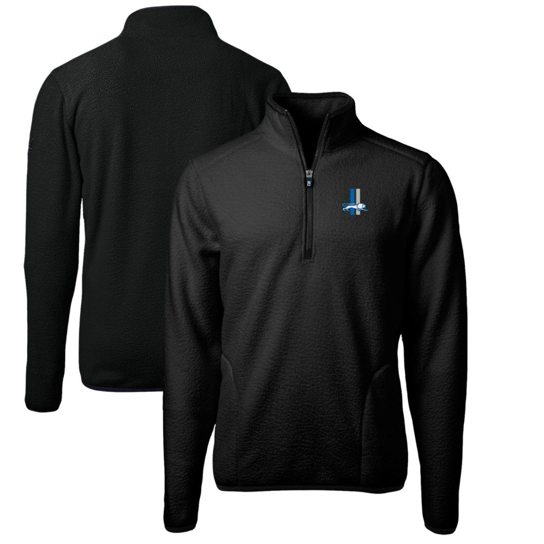 Detroit Lions Cutter & Buck Cascade Eco Sherpa Fleece Big & Tall Quarter-Zip Throwback Jacket Black - NFL