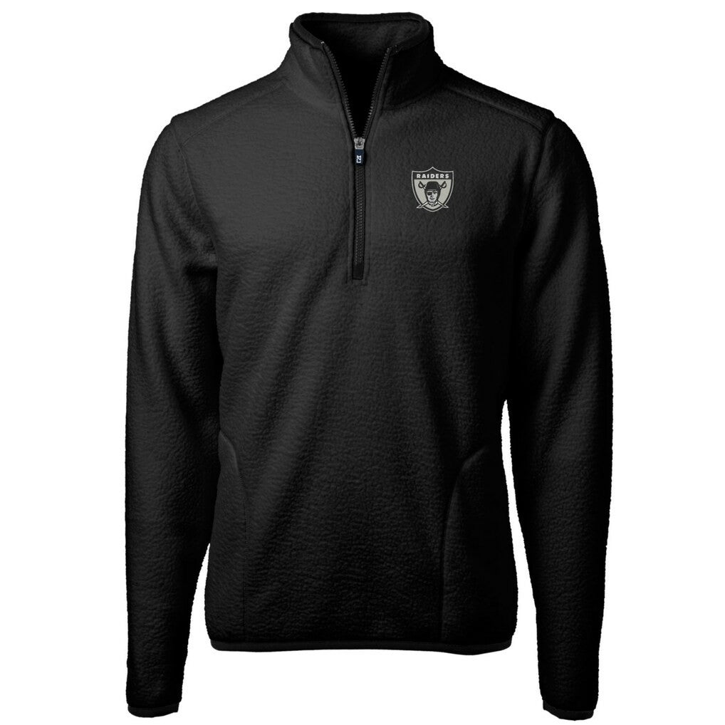 Las Vegas Raiders Cutter & Buck Cascade Eco Sherpa Fleece Big & Tall Quarter-Zip Throwback Jacket Black - NFL