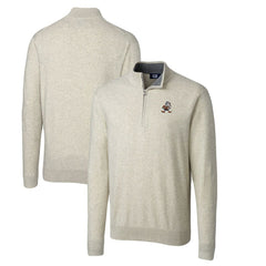 Cleveland Browns Cutter & Buck Throwback Logo Lakemont Tri-Blend Big & Tall Quarter-Zip Pullover Sweater Oatmeal - NFL