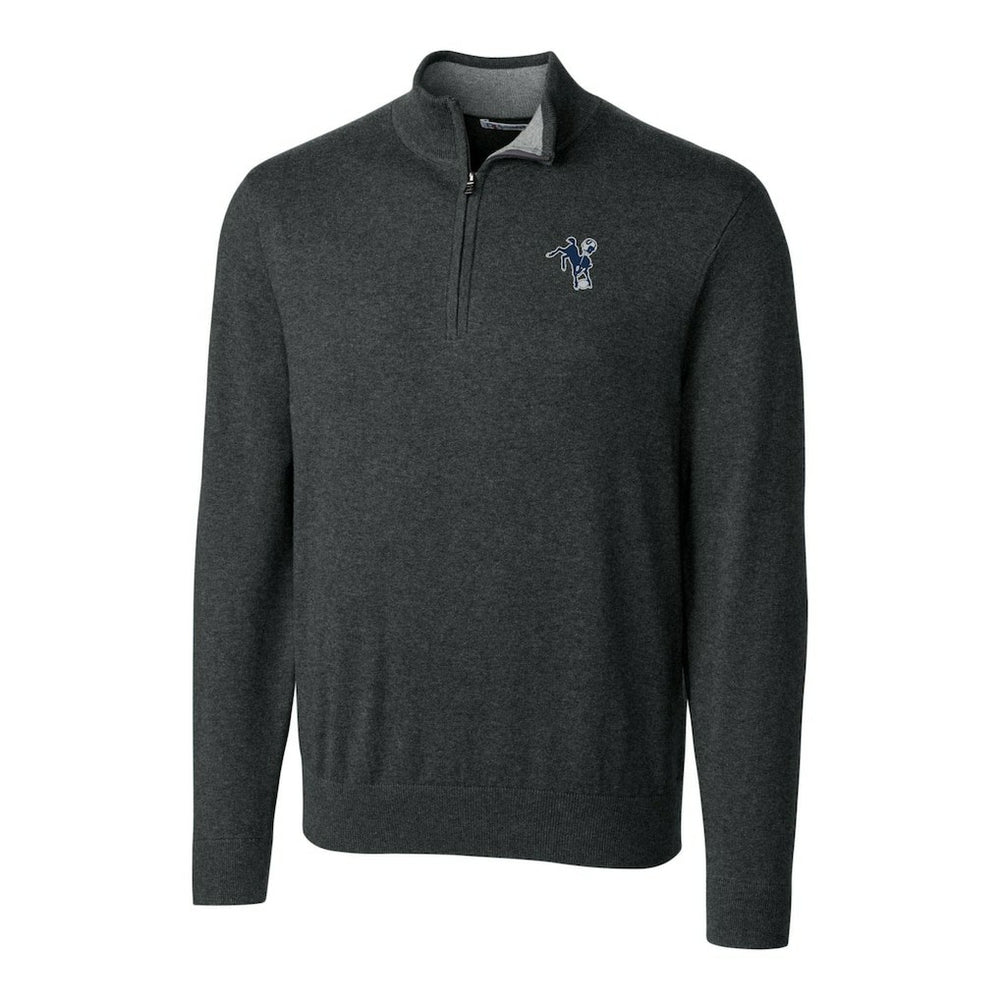 Indianapolis Colts Cutter & Buck Throwback Logo Lakemont Tri-Blend Big & Tall Quarter-Zip Pullover Sweater Heather Charcoal - NFL