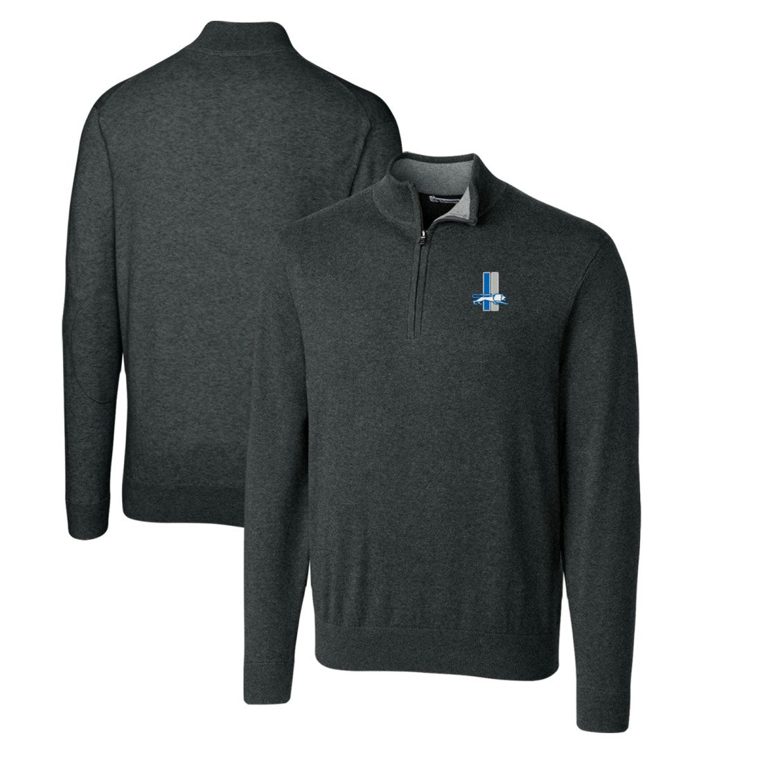 Detroit Lions Cutter & Buck Throwback Logo Lakemont Tri-Blend Big & Tall Quarter-Zip Pullover Sweater Heather Charcoal - NFL
