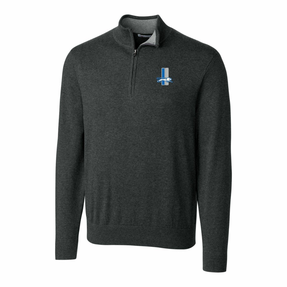 Detroit Lions Cutter & Buck Throwback Logo Lakemont Tri-Blend Big & Tall Quarter-Zip Pullover Sweater Heather Charcoal - NFL