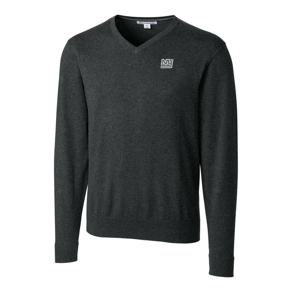 New York Giants Cutter & Buck Throwback Logo Lakemont Tri-Blend Big & Tall V-Neck Pullover Sweater Heather Charcoal - NFL