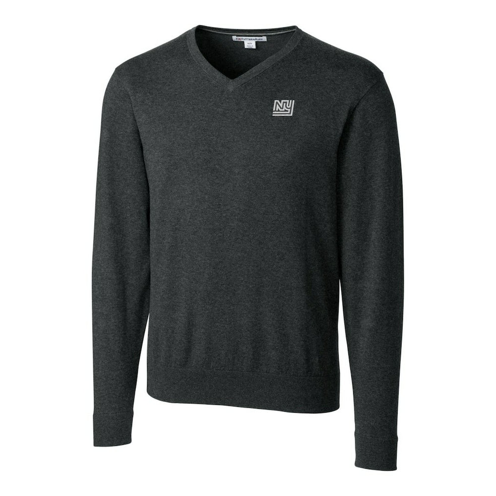 New York Giants Cutter & Buck Throwback Logo Lakemont Tri-Blend Big & Tall V-Neck Pullover Sweater Heather Charcoal - NFL