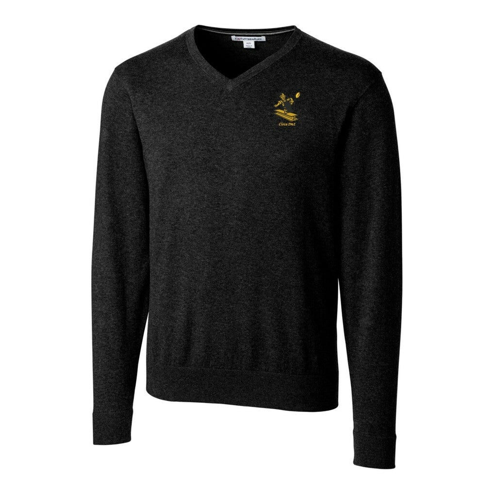 Pittsburgh Steelers Cutter & Buck Throwback Logo Lakemont Tri-Blend Big & Tall V-Neck Pullover Sweater Black - NFL