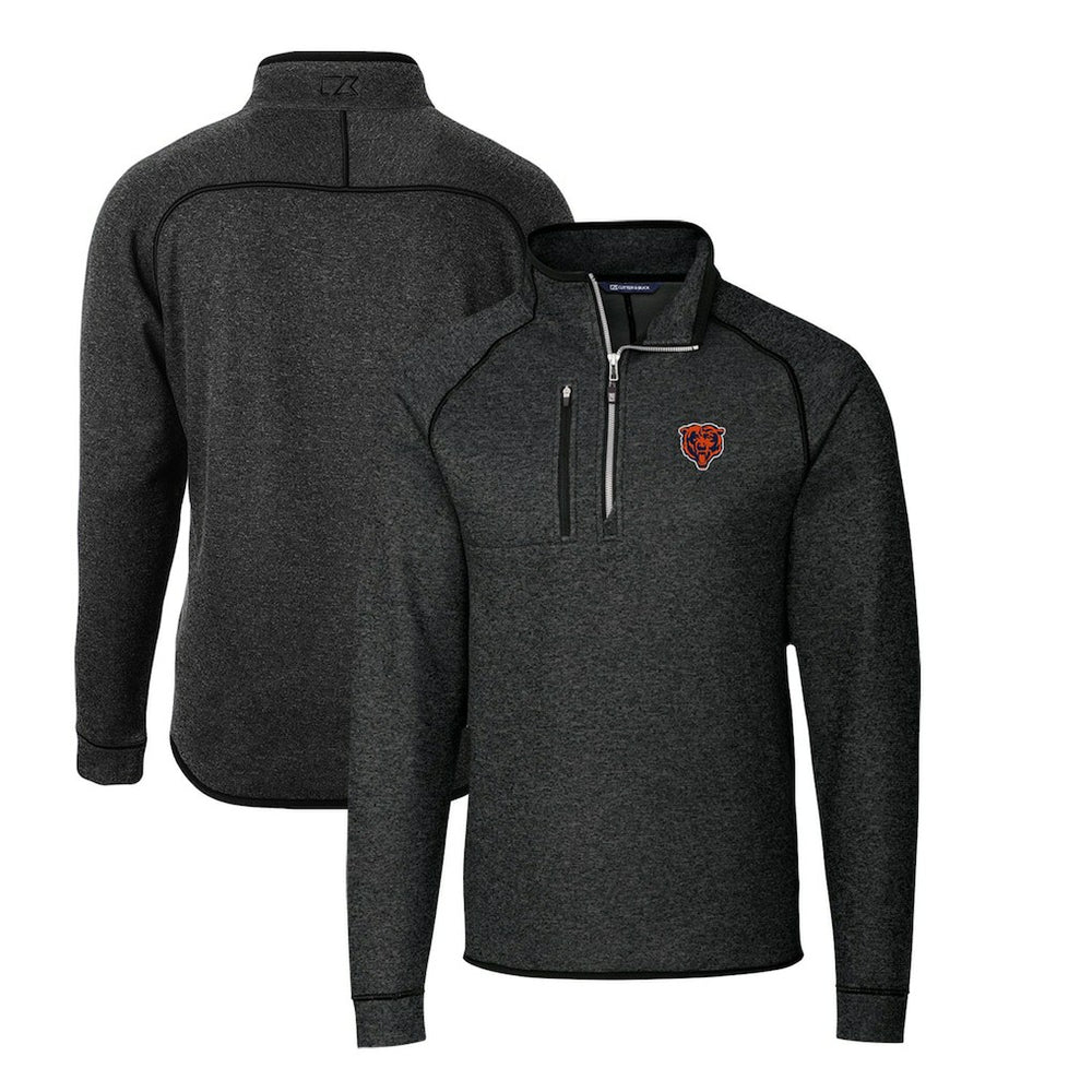 Chicago Bears Cutter & Buck Mainsail Sweater-Knit Big & Tall Half-Zip Pullover Jacket Heather Charcoal - NFL