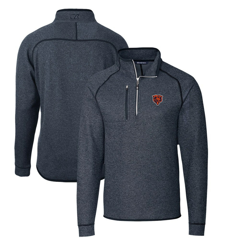 Chicago Bears Cutter & Buck Mainsail Sweater-Knit Big & Tall Half-Zip Pullover Jacket Heather Navy - NFL