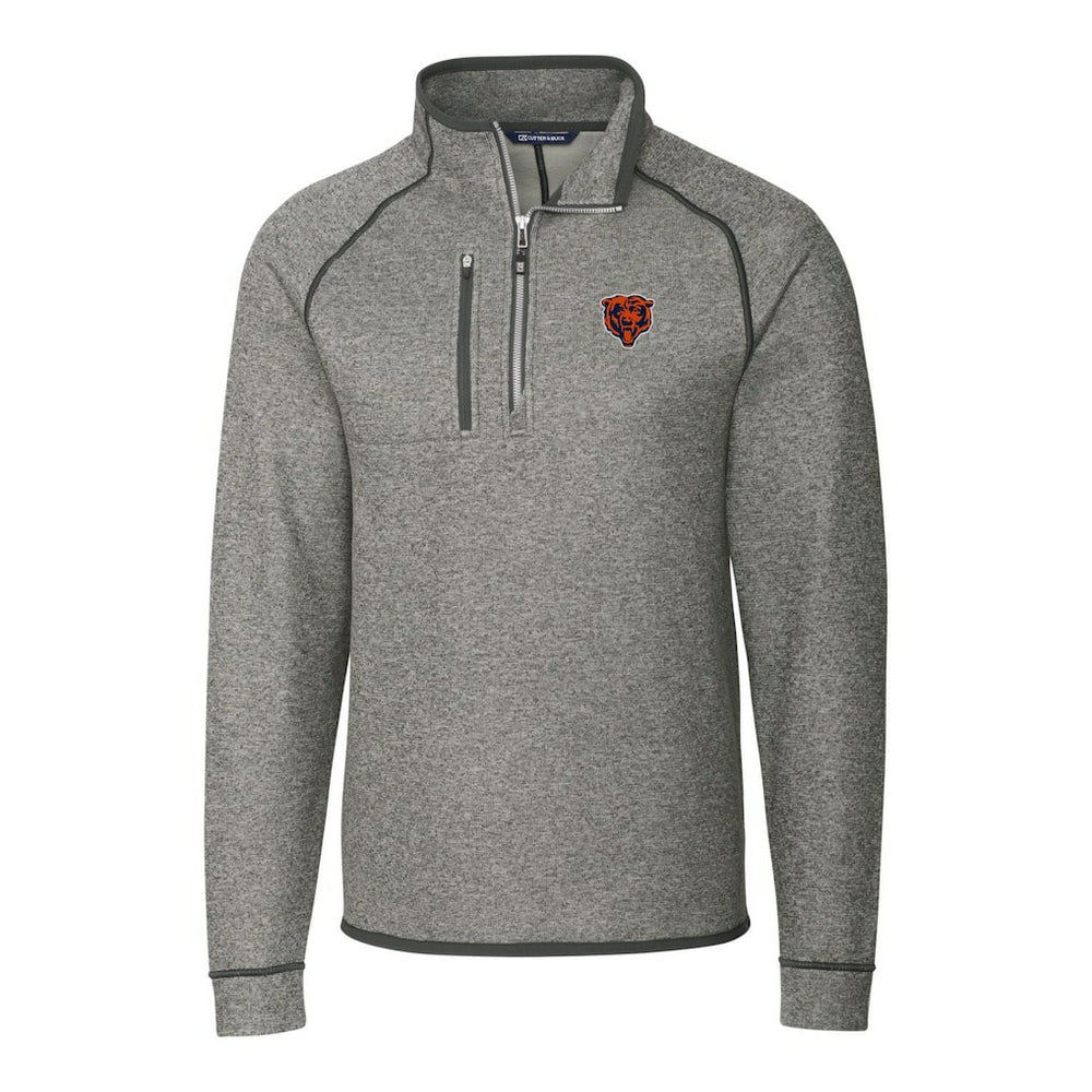 Chicago Bears Cutter & Buck Mainsail Sweater-Knit Big & Tall Half-Zip Pullover Jacket Heather Gray - NFL