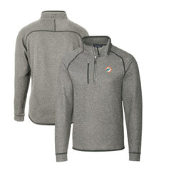 Miami Dolphins Cutter & Buck Mainsail Sweater-Knit Big & Tall Half-Zip Pullover Jacket Heather Gray - NFL