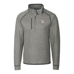 Miami Dolphins Cutter & Buck Mainsail Sweater-Knit Big & Tall Half-Zip Pullover Jacket Heather Gray - NFL