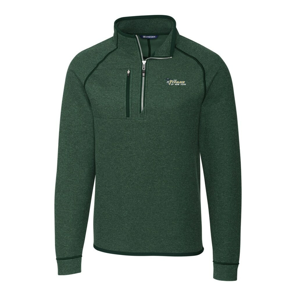 New York Jets Cutter & Buck Mainsail Sweater-Knit Big & Tall Half-Zip Pullover Jacket Heather Green - NFL