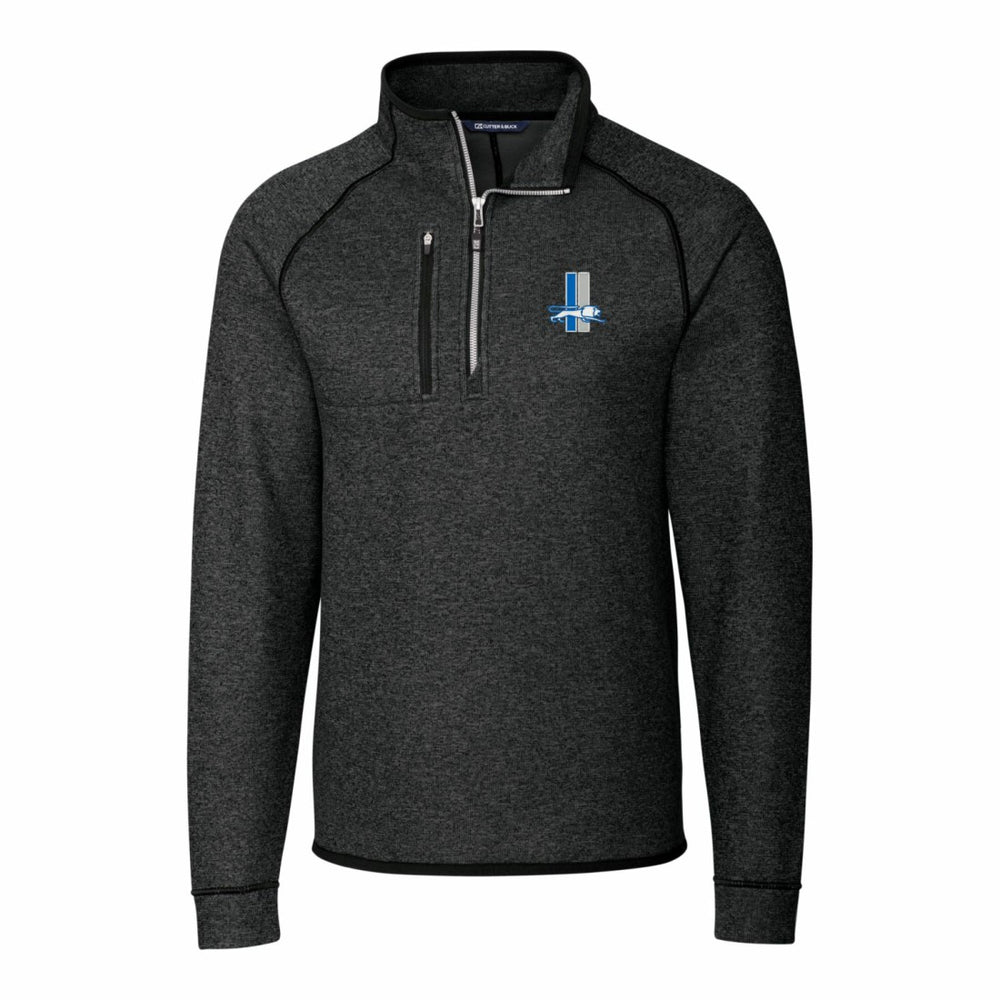 Detroit Lions Cutter & Buck Mainsail Sweater-Knit Big & Tall Half-Zip Pullover Jacket Heather Charcoal - NFL