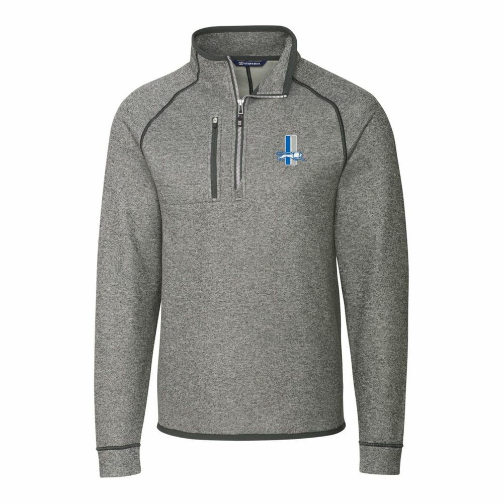 Detroit Lions Cutter & Buck Mainsail Sweater-Knit Big & Tall Half-Zip Pullover Jacket Heather Gray - NFL