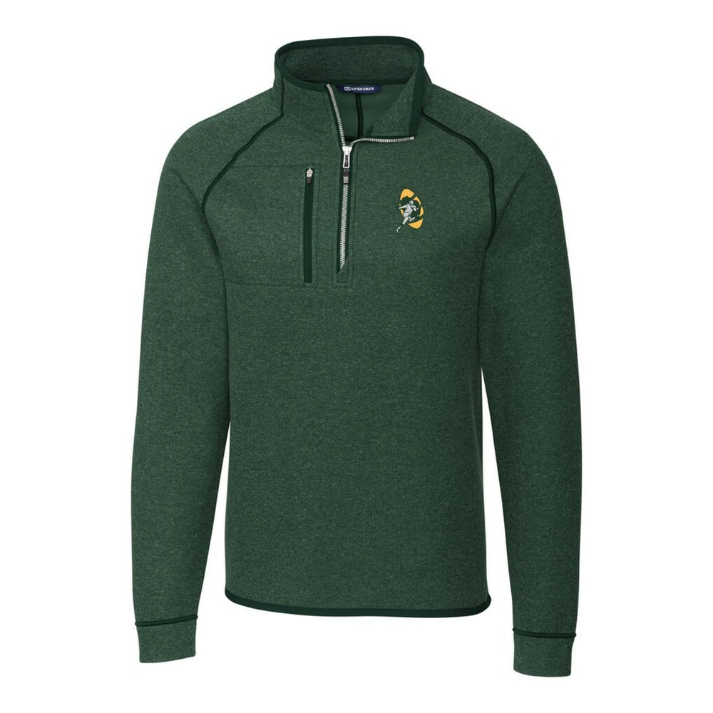 Green Bay Packers Cutter & Buck Mainsail Sweater-Knit Big & Tall Half-Zip Pullover Jacket Heather Green - NFL