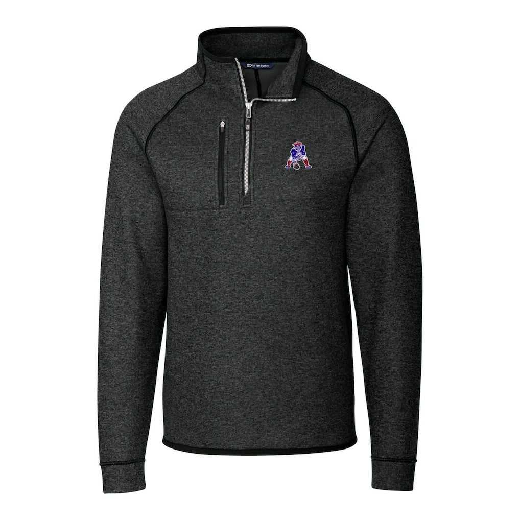 New England Patriots Cutter & Buck Mainsail Sweater-Knit Big & Tall Half-Zip Pullover Jacket Heather Charcoal - NFL