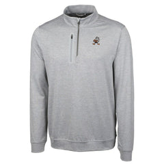 Cleveland Browns Cutter & Buck Stealth Heathered Big & Tall Throwback Logo Quarter-Zip Pullover Top Gray - NFL