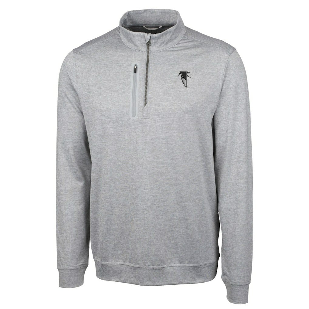 Atlanta Falcons Cutter & Buck Stealth Heathered Big & Tall Throwback Logo Quarter-Zip Pullover Top Gray - NFL