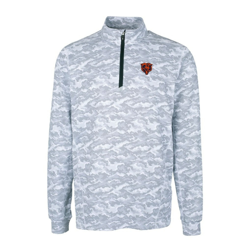 Chicago Bears Cutter & Buck Throwback Logo Big & Tall Traverse Camo Print Stretch Quarter-Zip Pullover Top Charcoal - NFL