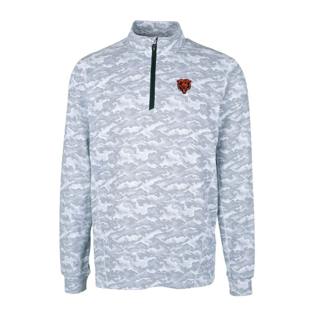 Chicago Bears Cutter & Buck Throwback Logo Big & Tall Traverse Camo Print Stretch Quarter-Zip Pullover Top Charcoal - NFL