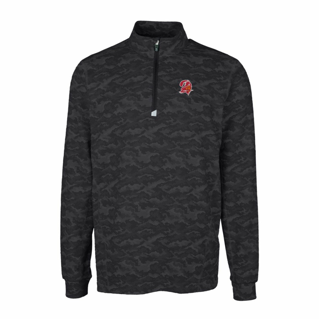 Tampa Bay Buccaneers Cutter & Buck Throwback Logo Big & Tall Traverse Camo Print Stretch Quarter-Zip Pullover Top Black - NFL