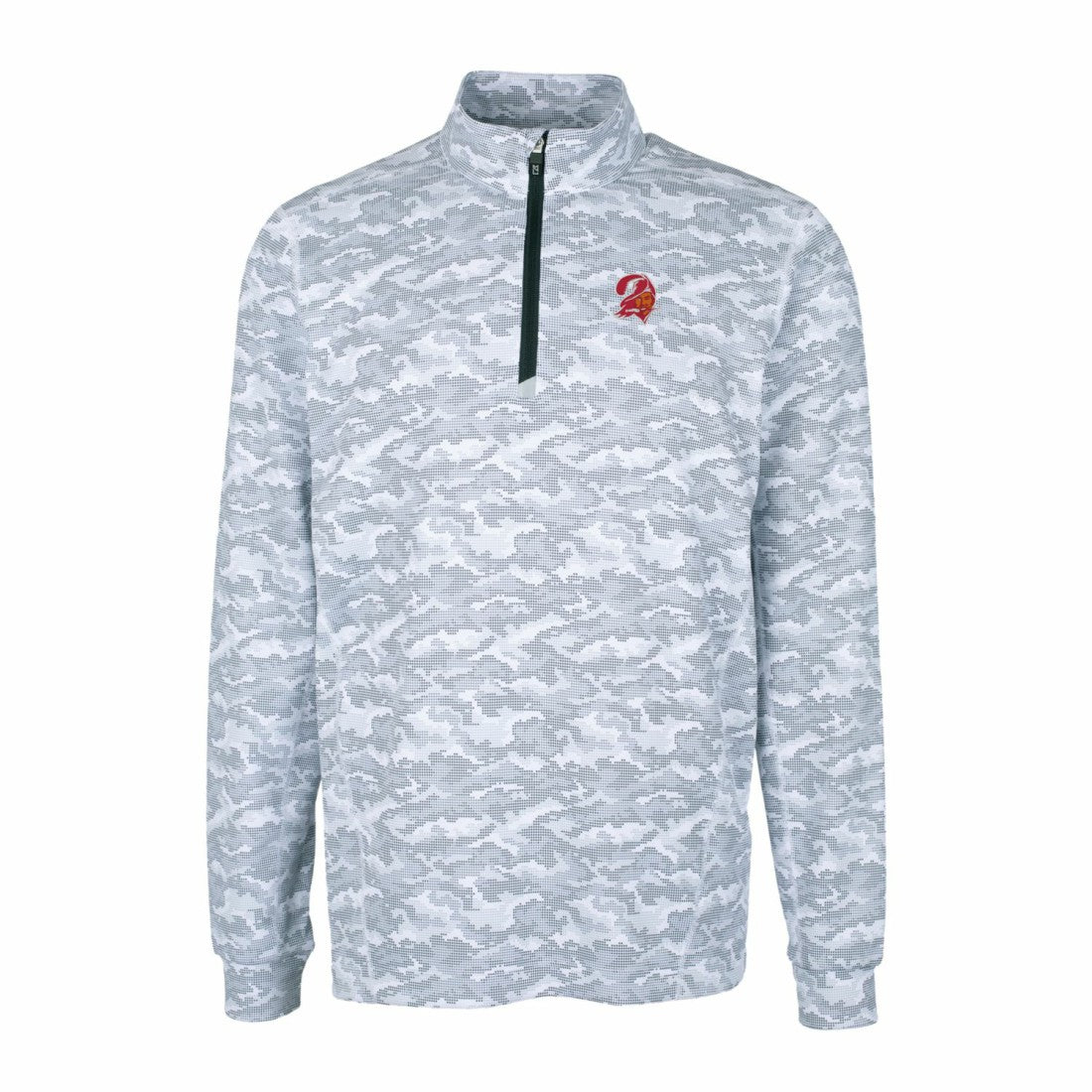 Tampa Bay Buccaneers Cutter & Buck Throwback Logo Big & Tall Traverse Camo Print Stretch Quarter-Zip Pullover Top Charcoal - NFL