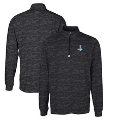 Detroit Lions Cutter & Buck Throwback Logo Big & Tall Traverse Camo Print Stretch Quarter-Zip Pullover Top Black - NFL