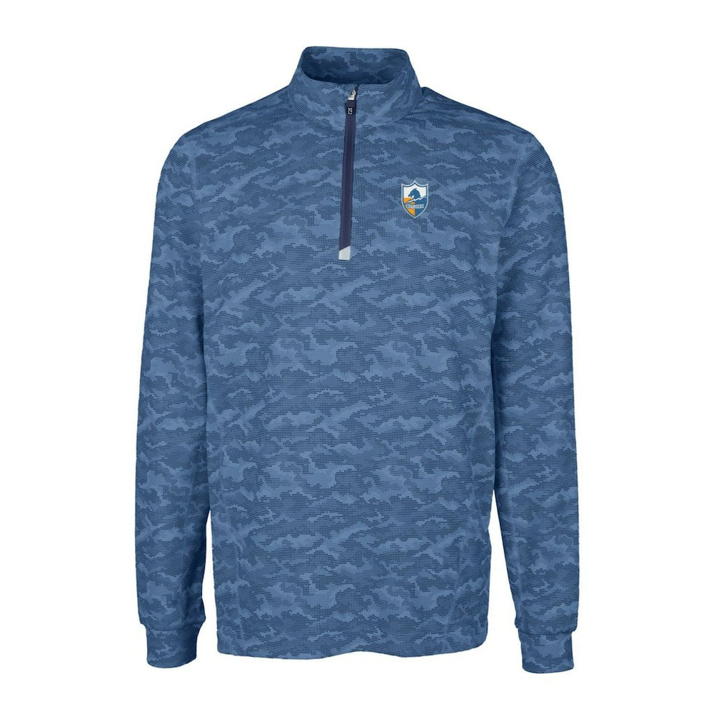Los Angeles Chargers Cutter & Buck Throwback Logo Big & Tall Traverse Camo Print Stretch Quarter-Zip Pullover Top Navy - NFL