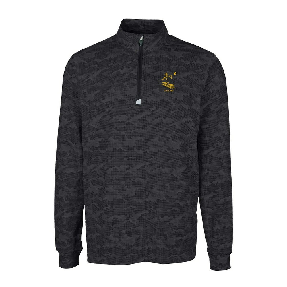 Pittsburgh Steelers Cutter & Buck Throwback Logo Big & Tall Traverse Camo Print Stretch Quarter-Zip Pullover Top Black - NFL