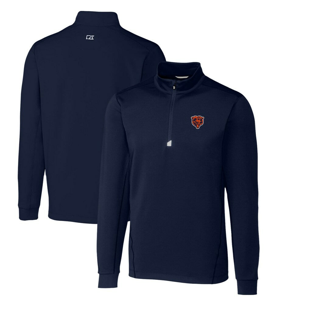 Chicago Bears Cutter & Buck Throwback Logo Traverse Stretch Quarter-Zip Big & Tall Pullover Top Navy - NFL