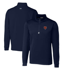 Chicago Bears Cutter & Buck Throwback Logo Traverse Stretch Quarter-Zip Big & Tall Pullover Top Navy - NFL