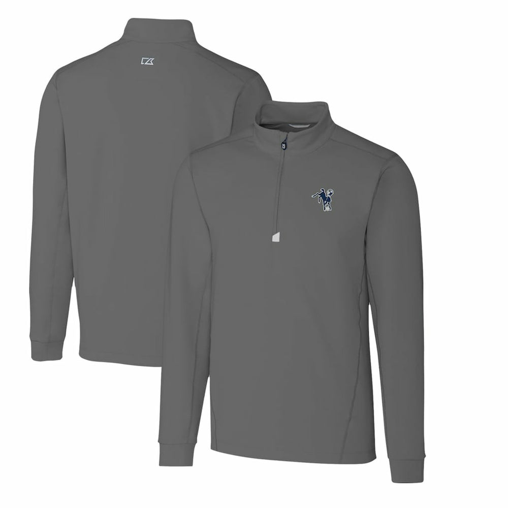 Indianapolis Colts Cutter & Buck Throwback Logo Traverse Stretch Quarter-Zip Big & Tall Pullover Top Steel - NFL