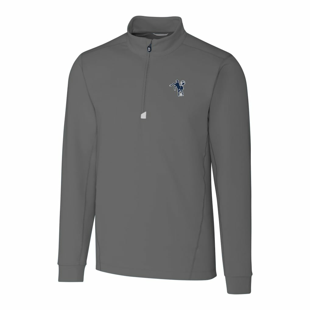 Indianapolis Colts Cutter & Buck Throwback Logo Traverse Stretch Quarter-Zip Big & Tall Pullover Top Steel - NFL