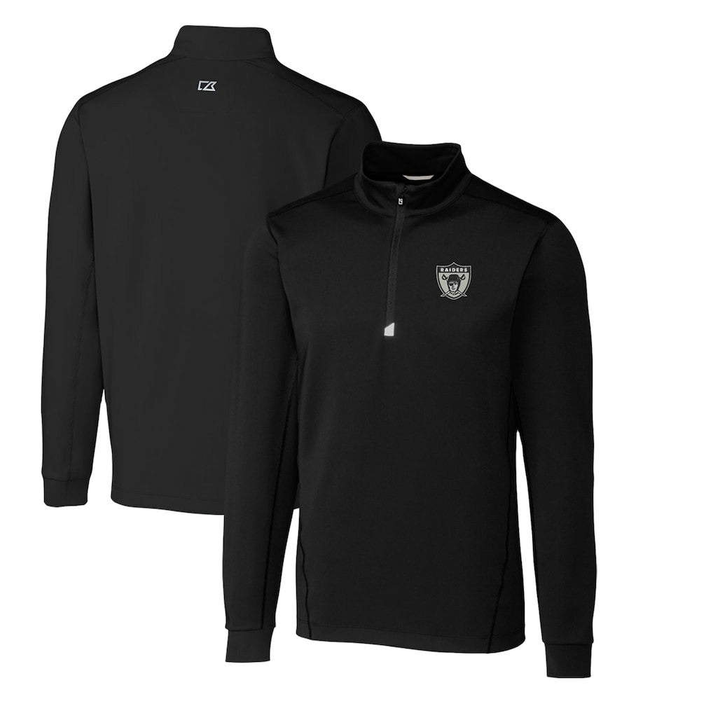 Las Vegas Raiders Cutter & Buck Throwback Logo Traverse Stretch Quarter-Zip Big & Tall Pullover Top Black - NFL