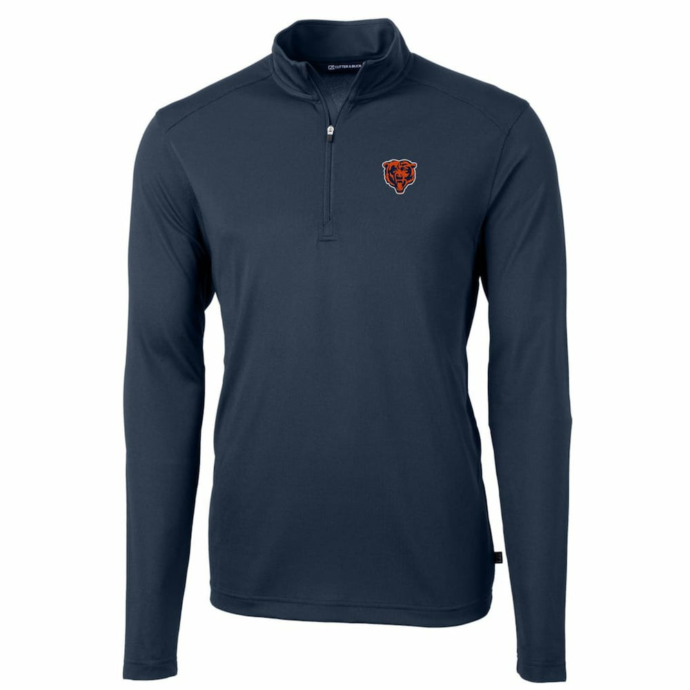 Chicago Bears Cutter & Buck Throwback Logo Virtue Eco Pique Recycled Quarter-Zip Big & Tall Pullover Top Navy - NFL