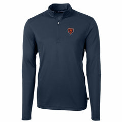 Chicago Bears Cutter & Buck Throwback Logo Virtue Eco Pique Recycled Quarter-Zip Big & Tall Pullover Top Navy - NFL