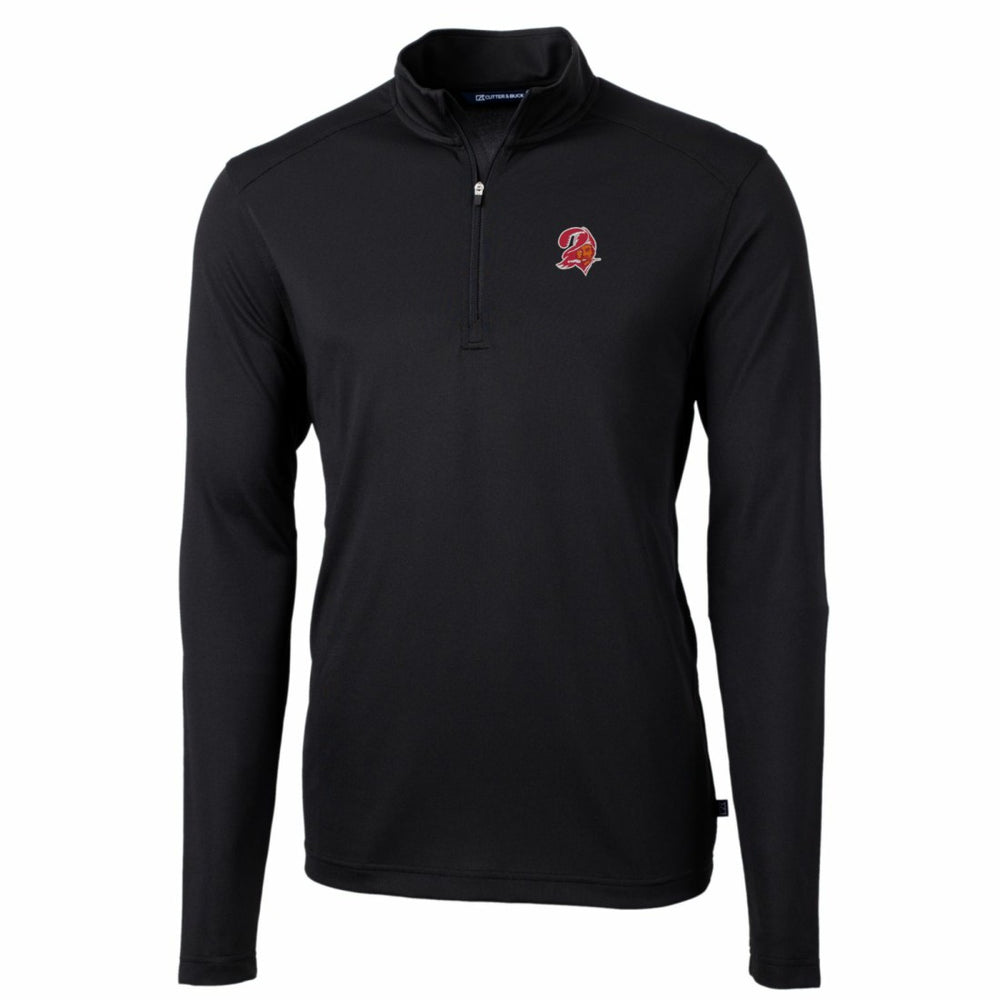 Tampa Bay Buccaneers Cutter & Buck Throwback Logo Virtue Eco Pique Recycled Quarter-Zip Big & Tall Pullover Top Black - NFL