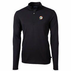 Miami Dolphins Cutter & Buck Throwback Logo Virtue Eco Pique Recycled Quarter-Zip Big & Tall Pullover Top Black - NFL