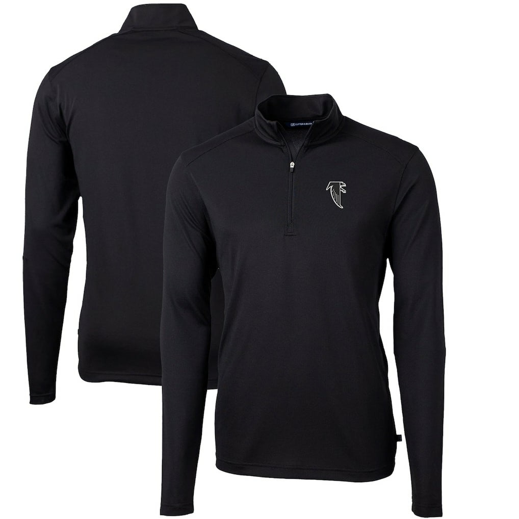 Atlanta Falcons Cutter & Buck Throwback Logo Virtue Eco Pique Recycled Quarter-Zip Big & Tall Pullover Top Black - NFL
