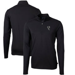 Atlanta Falcons Cutter & Buck Throwback Logo Virtue Eco Pique Recycled Quarter-Zip Big & Tall Pullover Top Black - NFL