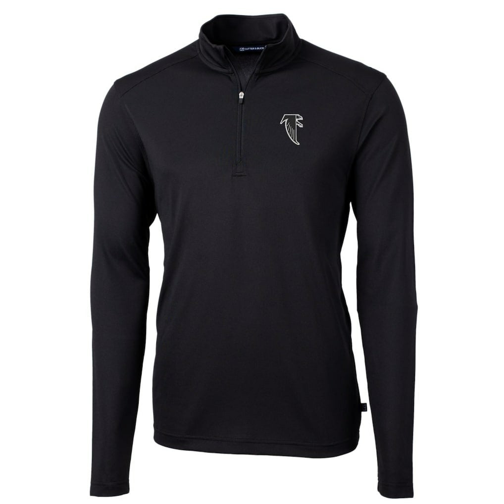 Atlanta Falcons Cutter & Buck Throwback Logo Virtue Eco Pique Recycled Quarter-Zip Big & Tall Pullover Top Black - NFL