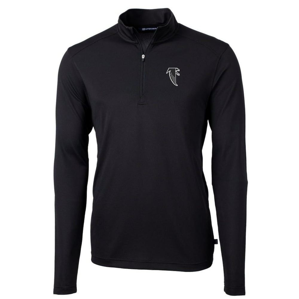 Atlanta Falcons Cutter & Buck Throwback Logo Virtue Eco Pique Recycled Quarter-Zip Big & Tall Pullover Top Black - NFL