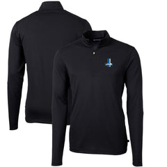 Detroit Lions Cutter & Buck Throwback Logo Virtue Eco Pique Recycled Quarter-Zip Big & Tall Pullover Top Black - NFL