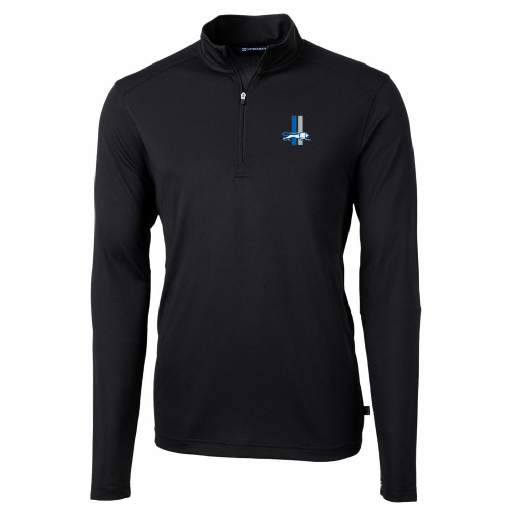 Detroit Lions Cutter & Buck Throwback Logo Virtue Eco Pique Recycled Quarter-Zip Big & Tall Pullover Top Black - NFL
