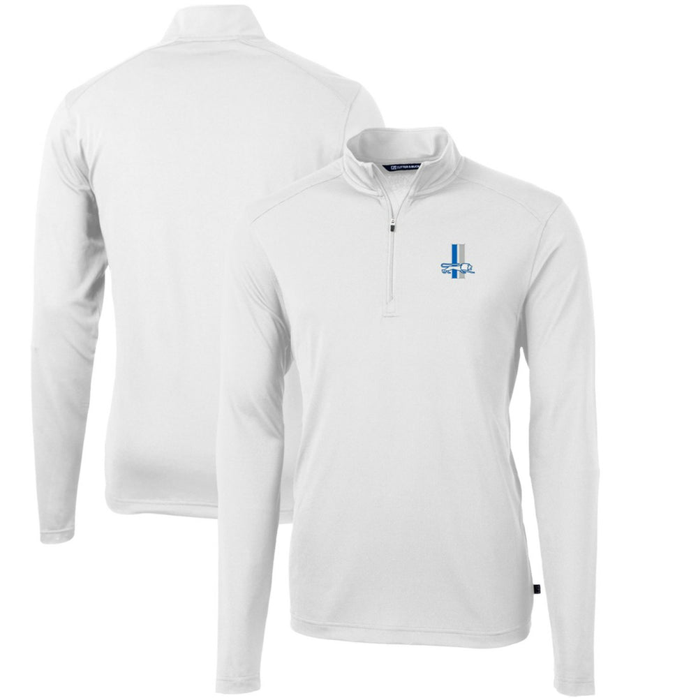 Detroit Lions Cutter & Buck Throwback Logo Virtue Eco Pique Recycled Quarter-Zip Big & Tall Pullover Top White - NFL
