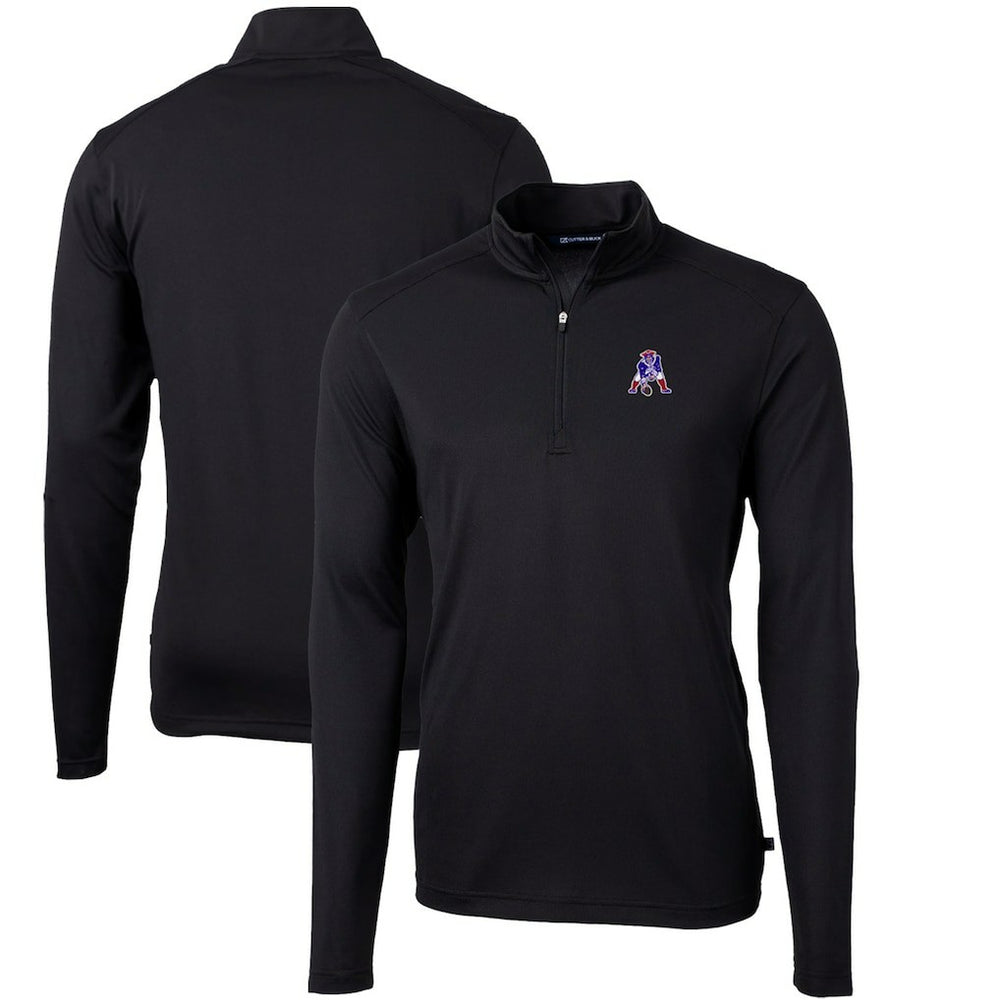 New England Patriots Cutter & Buck Throwback Logo Virtue Eco Pique Recycled Quarter-Zip Big & Tall Pullover Top Black - NFL