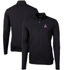 New England Patriots Cutter & Buck Throwback Logo Virtue Eco Pique Recycled Quarter-Zip Big & Tall Pullover Top Black - NFL